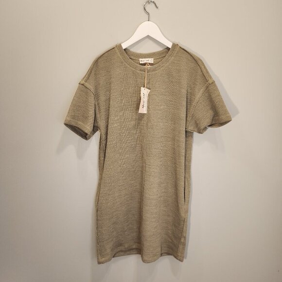 New In Solid Comfy Knit Dress W Pockets Neutral Cozy Layer Fall - Size M - Picture 1 of 8